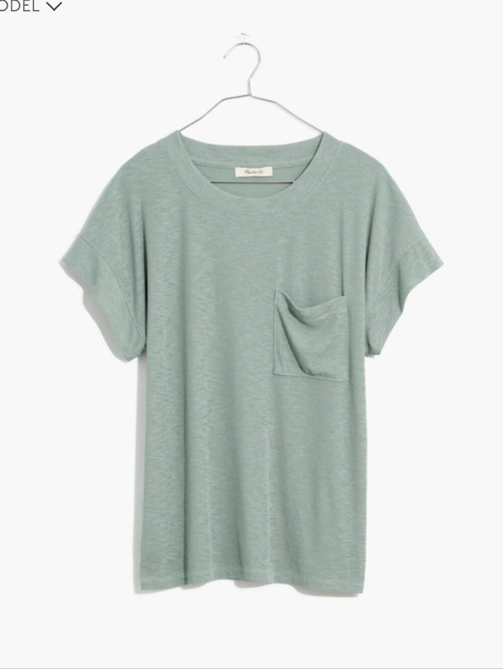 Madewell Eastover Pocket Tee Ribbed Frosted Willow Green Large Short Sleeve Crew